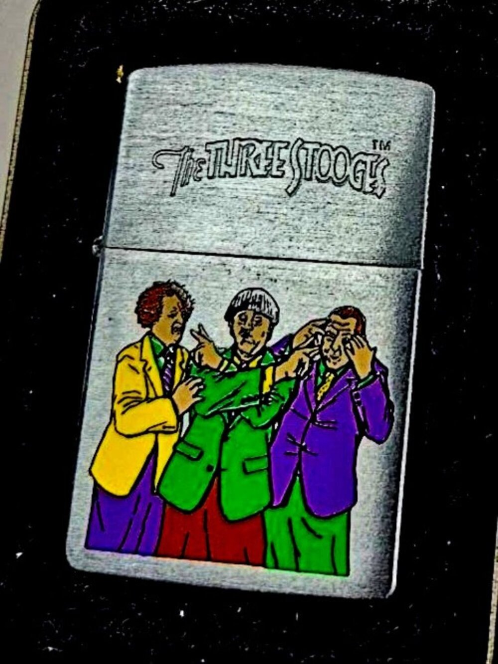 3 Stooges Brushed Chrome Zippo Lighter